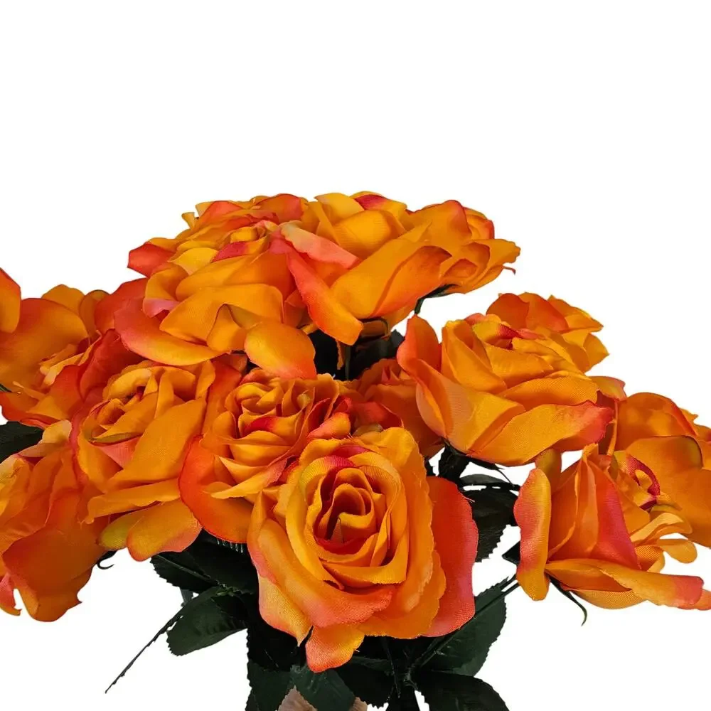Orange Coral Silk Rose Flower Bushes 24 Roses 4